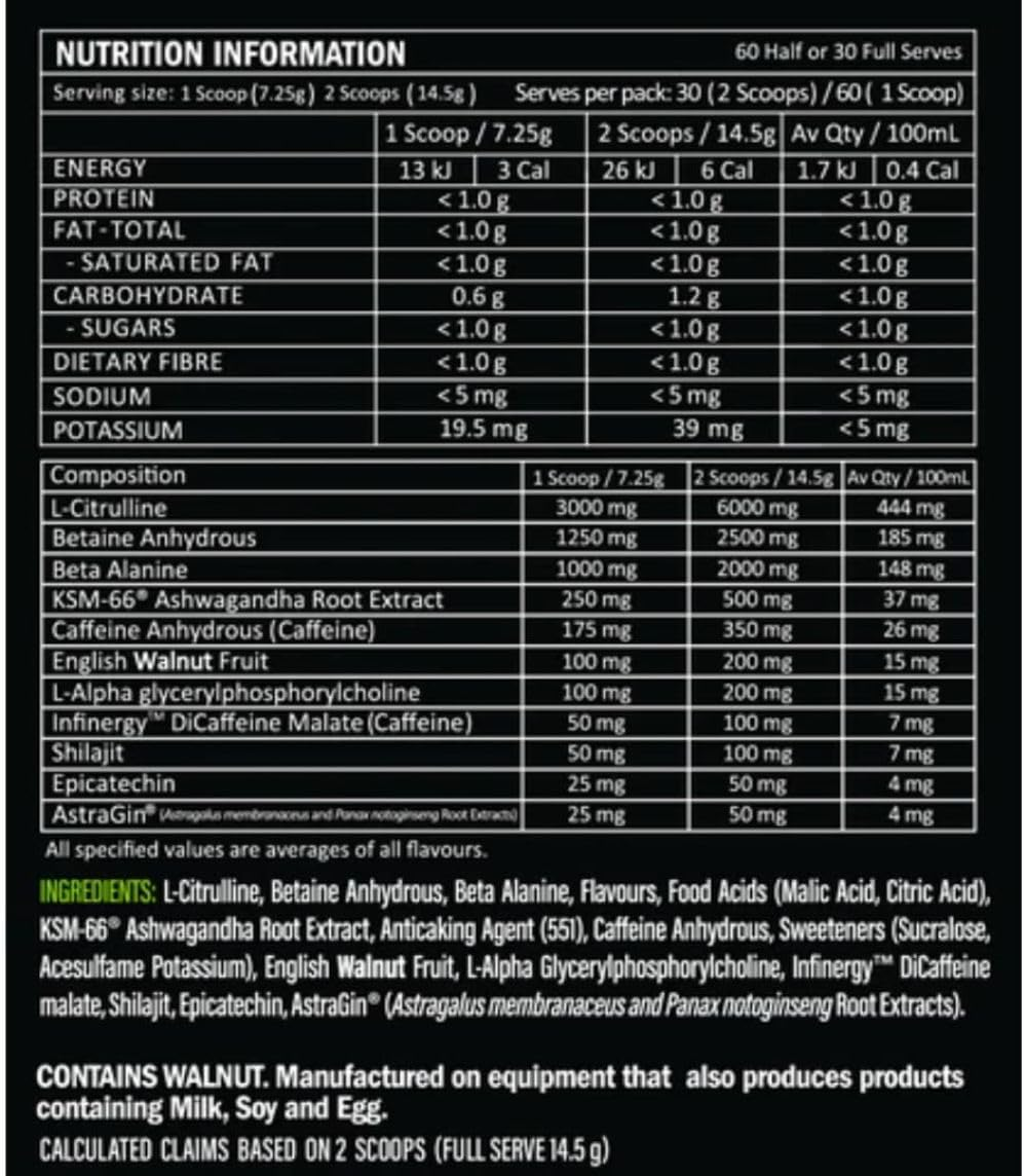 Kamikaze Pre-Workout 60 Serve Blue Raspberry image number 1