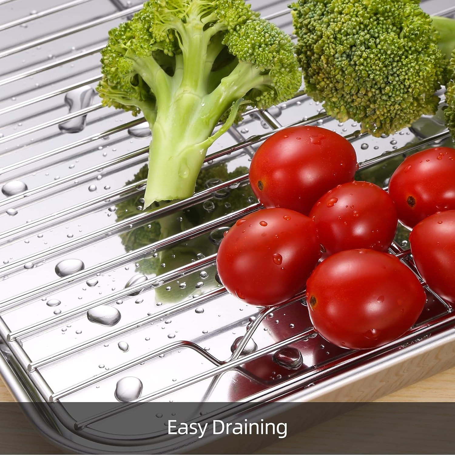 Baking Sheet with Cooling Rack Set of 6, 3 Premium Stainless Steel Cookie Sheets and 3 Wire Racks, Kitchen Nonstick Baking Pans Set Includes 3 Different Sizes, Heavy Duty Non Toxic image number 1