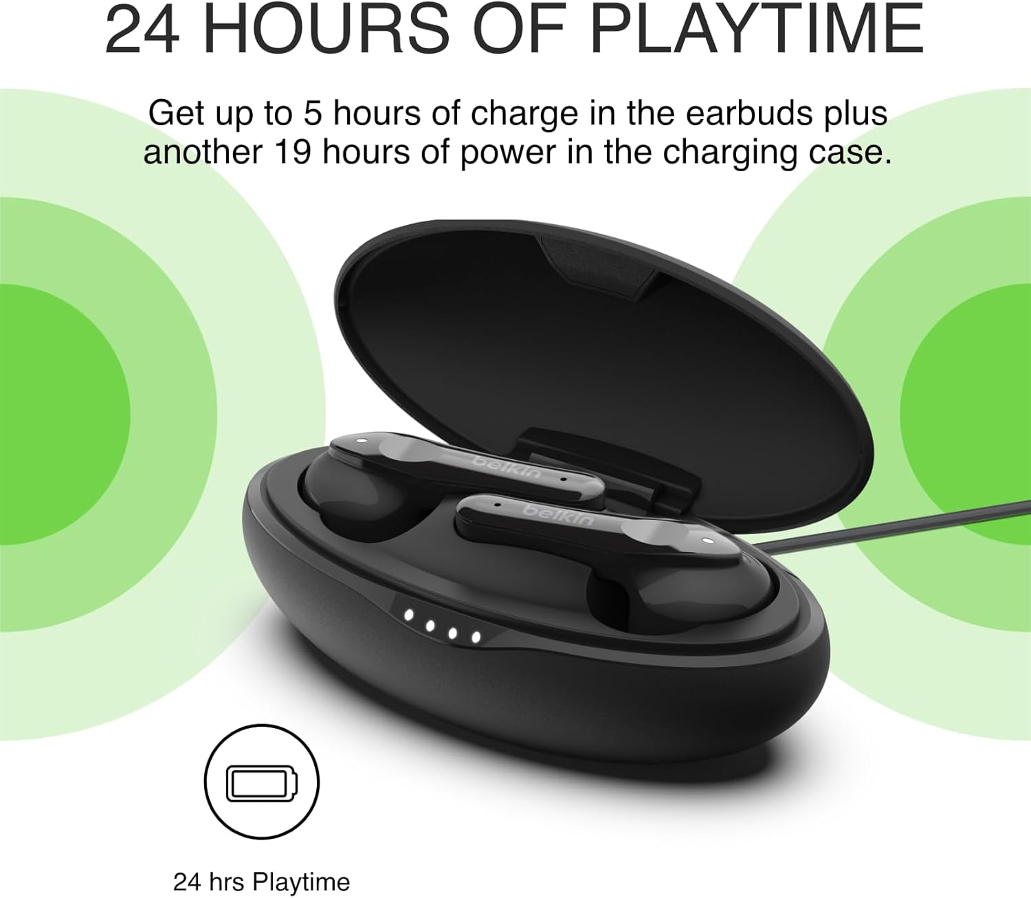 Belkin SOUNDFORM Move True Wireless Headphones, Black, Universal, &lrm;Pac001Btbk-Gr