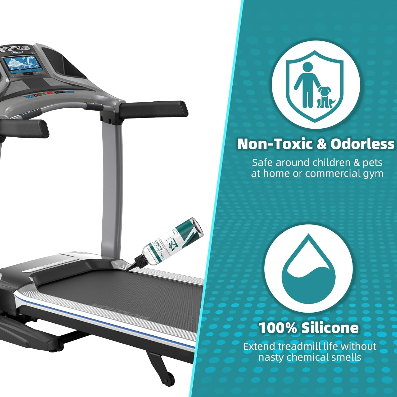 Treadmill Belt Lubricant, 100% Silicone Treadmill Lube High-Temperature Resistant Stable Lubricant, with Application Tubes and Precision Screw Caps 500Cs, 4.2 Ounce image number 3