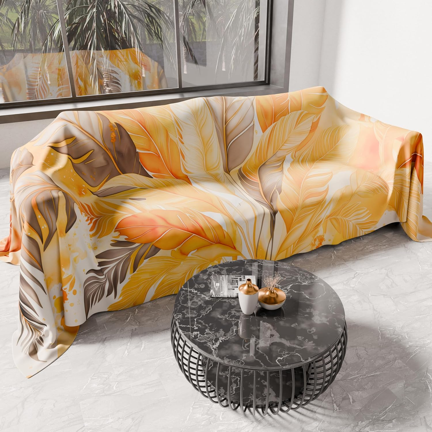 PETTI Artigiani Italiani - Double Bedspread Spring and Summer Lightweight Double Bed Linen Red Palm Tree 100% Made in Italy