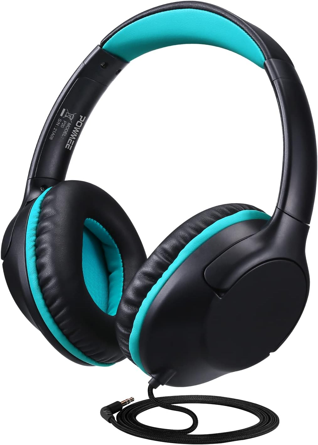 POWMEE P20 Kids Headphones Over-Ear Headphones for Kids/Teens/Boys/Girls/School with 94Db Volume Limited Adjustable Stereo Tangle-Free 3.5MM Jack Wire Cord for Fire Tablets/Travel/Pc/Phones(Blue)