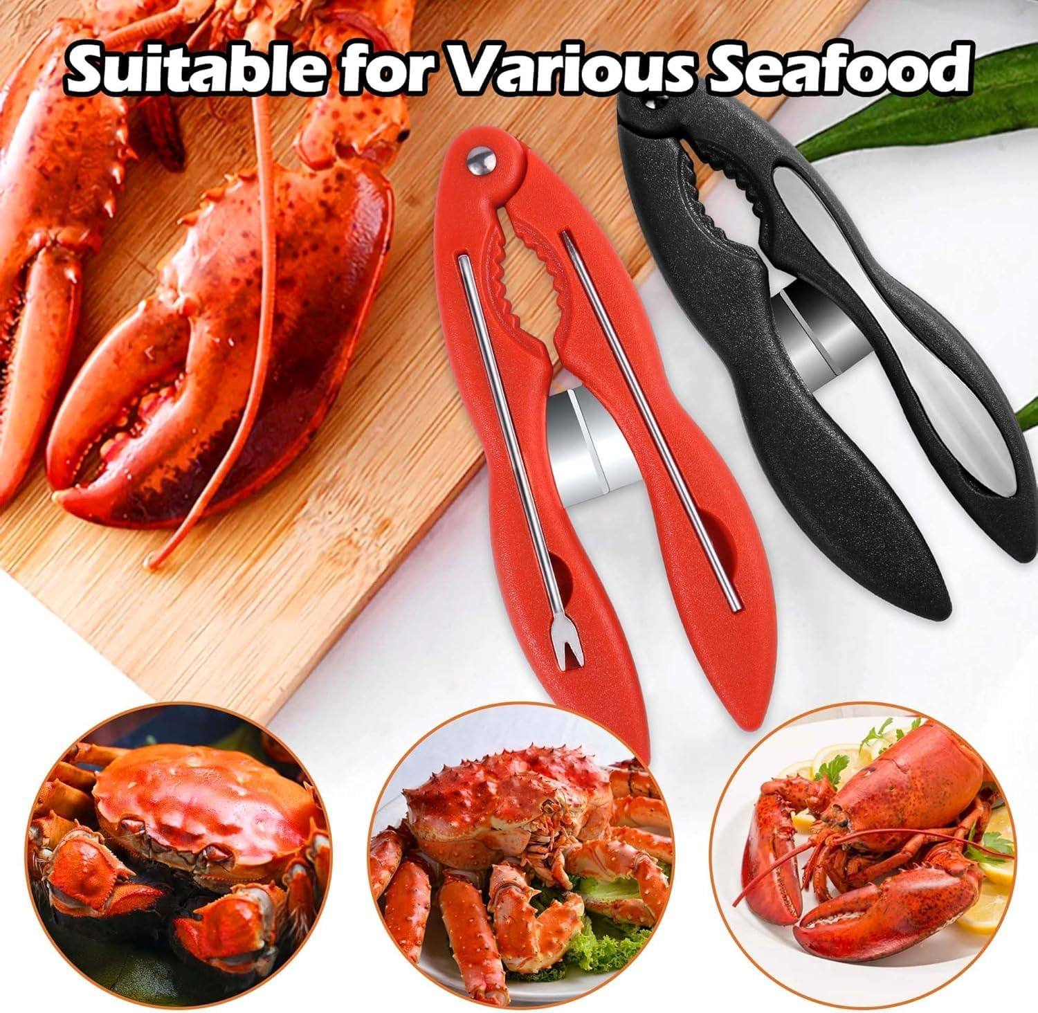 Portable Crab Crackers with Picks Forks, 2Pcs Crab Leg Crackers and Tools,Portable Seafood Crackers and Tools Multifunctional Lobster Crackers Crab Leg Crackers Tool,Lobster Crackers and Picks Set image number 6