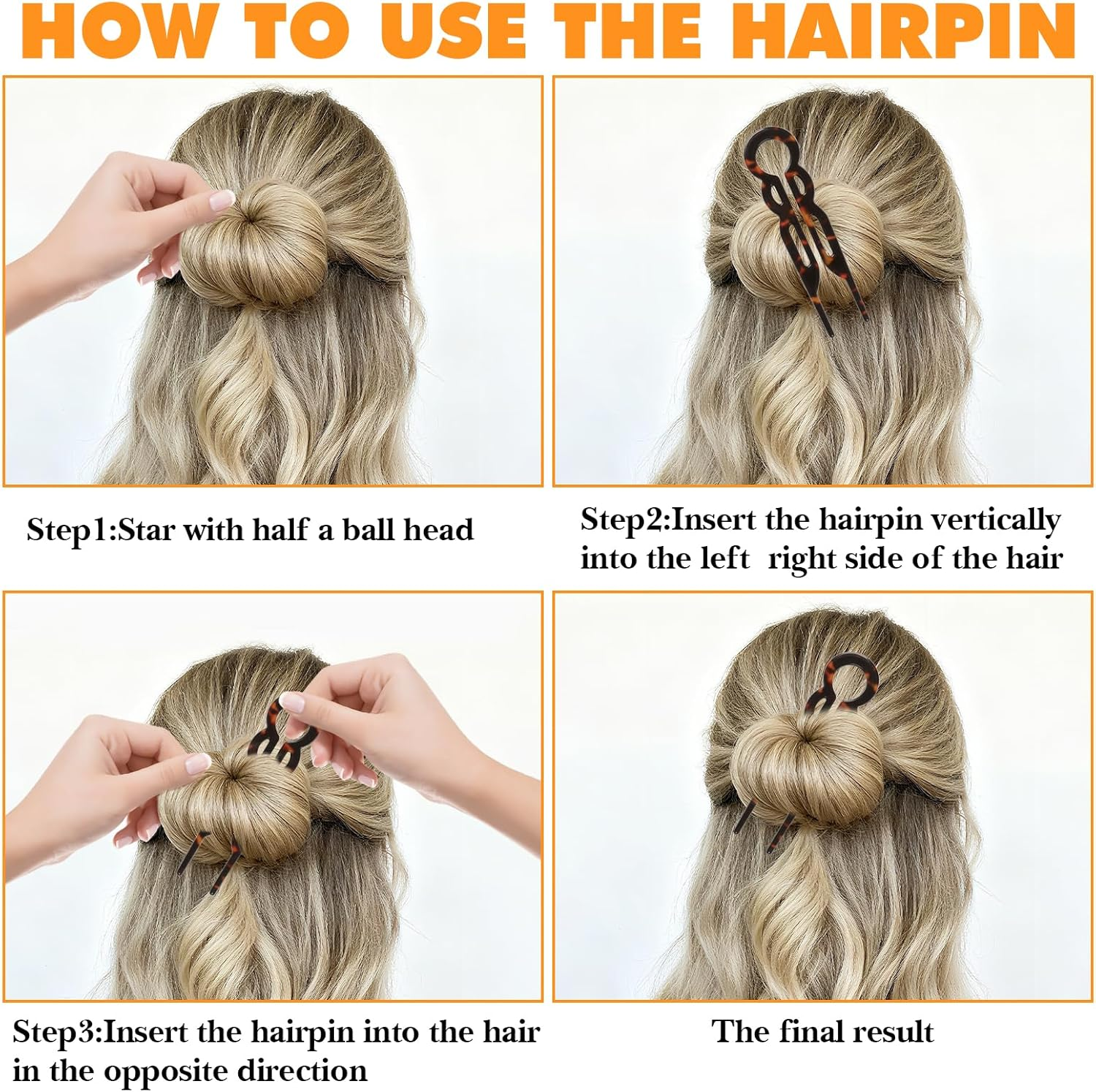 6PCS French Hair Pin for Women U-Shaped French Pin Flat Hair Styling Pins for Updos Chignons and French Twists Elegant Hair Clips for Women All Hair Types Accessories image number 1