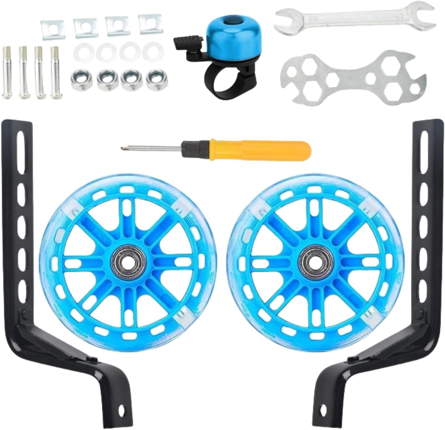 1 Pair Bicycle Training Flash Wheels Set, Bike Stabilizers Support Wheels Steel Frame for 12-20 Inch Little Bicycle Stabilisers Bike Safety Training Equipment (Pink)