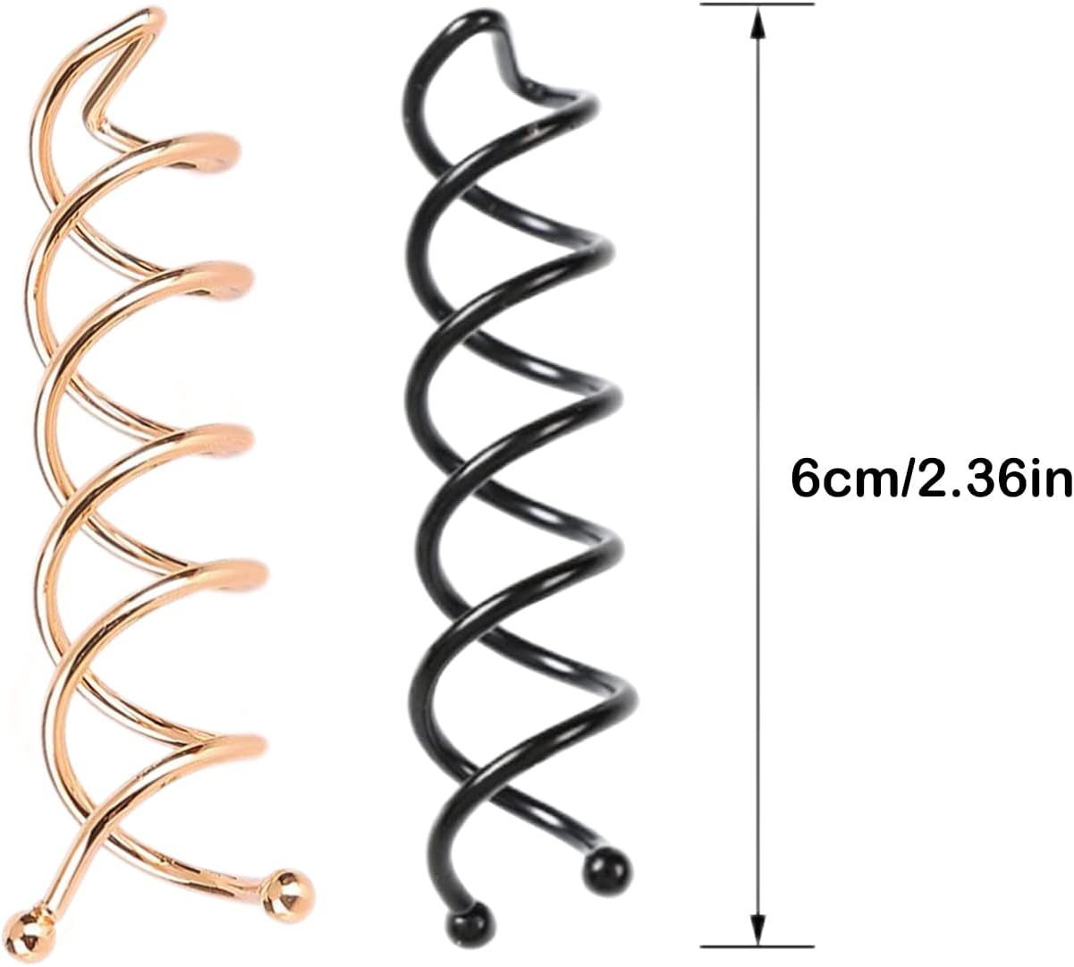 Pack of 20 Spiral Hair Clips, Spiral Hair Pins, Metal Buns Hair Pins, Spiral Clip for Hair Styling, Spiral Shaped Hair Accessories for Girls and Women (10 Black and 10 Rose Gold) image number 6