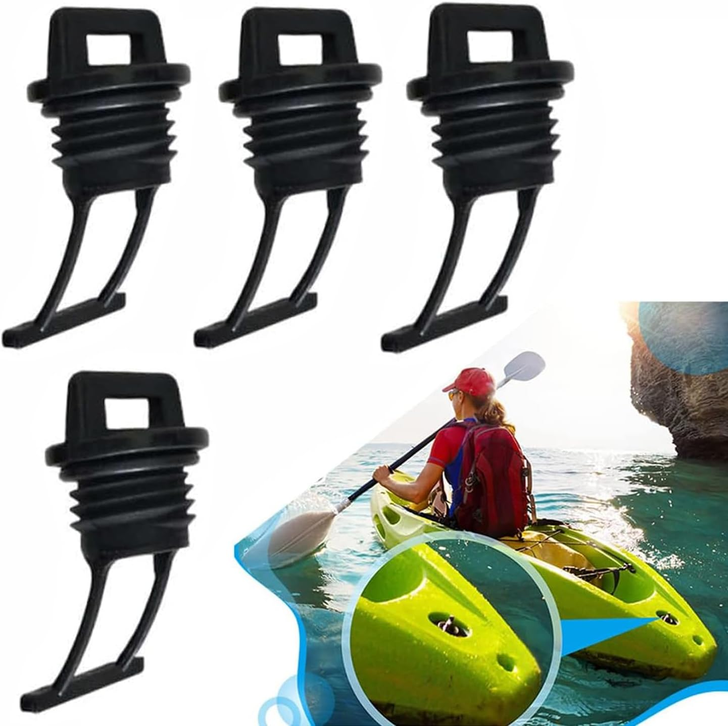BEANPRECOY 4Pcs Nylon M19 Tapered Boat Drain Plug Replacement Part for Kayak and Marine, 19Mm Screw Bung Drain Hole Plug Receiver Kayak Thread Bungs Canoe Drain Holes Canoe Scupper Plug