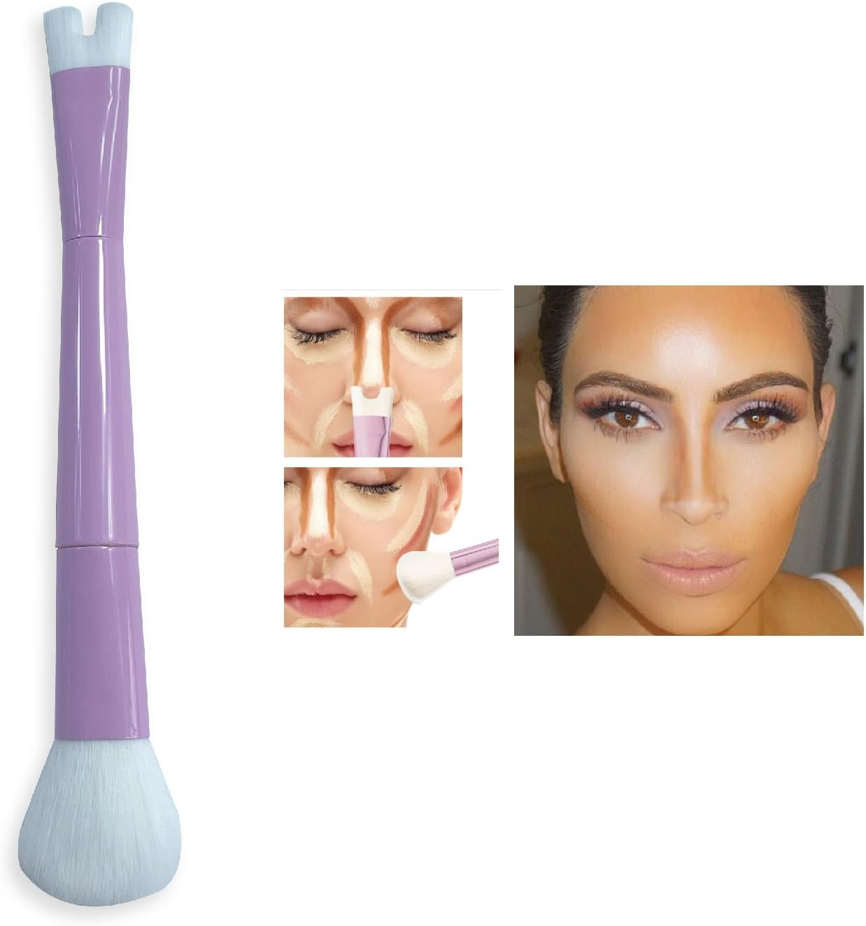 WALULAN 2-In-1 Nose Contour Makeup Brush U-Shaped Makeup Brush Nose Contour Sculpting Stickfor Nose, Face