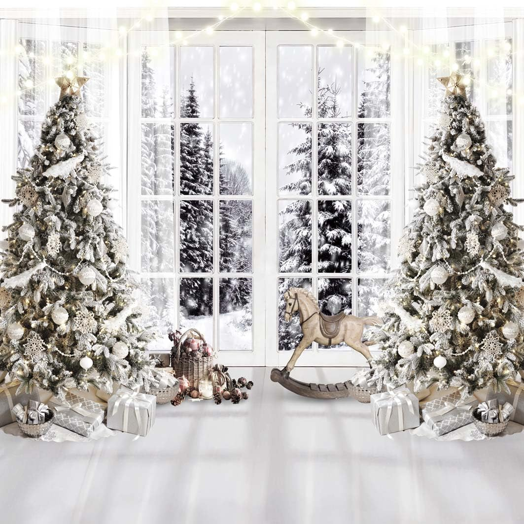 White Christmas Backdrops for Photography Christmas Background Winter Backdrop Cartel De Navidad Para Fotos 10X10FT F107 image number 6