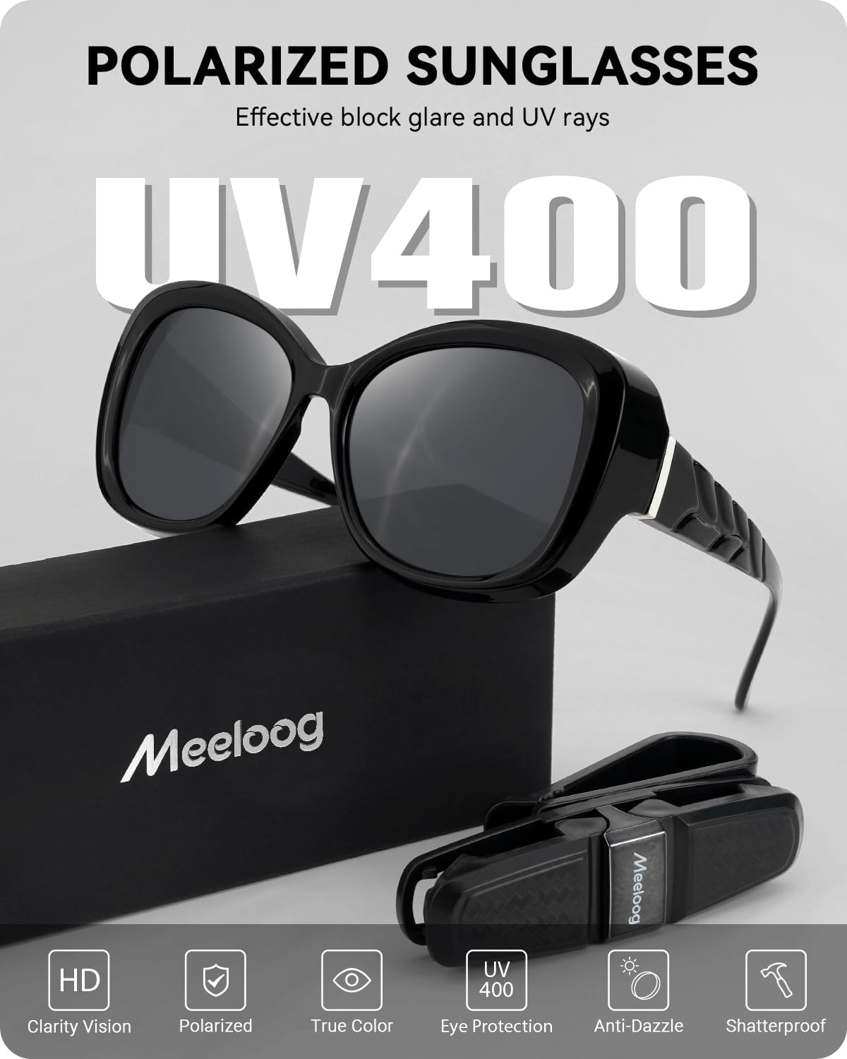 Meeloog Polarized Fit over Glasses Sunglasses for Women, Oversized Fashion Big Sun Glasses Trendy Shades for Driving MST0079 image number 6