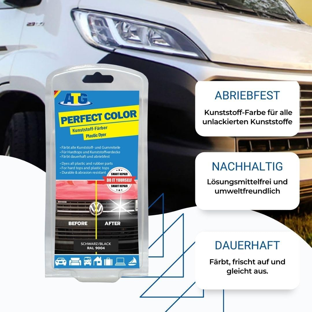 ATG Plastic Paint, Perfect Colour, Plastic Colour Black, Colour for Plastic Exterior, Bumper, Black, 2 Piece Set image number 5