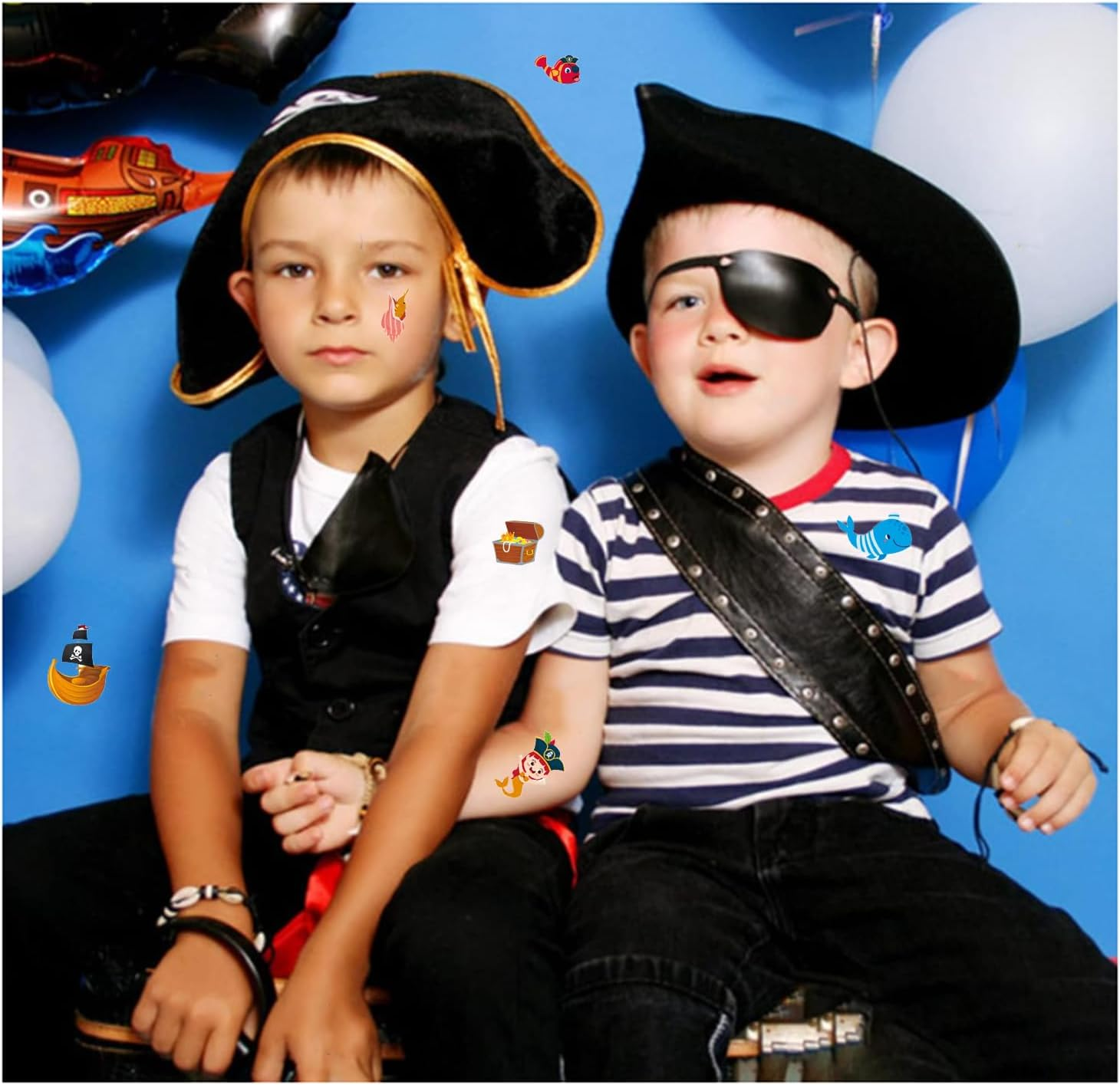 Shalve 20Pcs Pirate Temporary Tattoos Waterproof Fake Tattoos Stickers Gift Idea Fillers Birthday Party Favour Supplies School Prizes Rewards Holiday D&eacute;cor Classroom Rewards image number 5