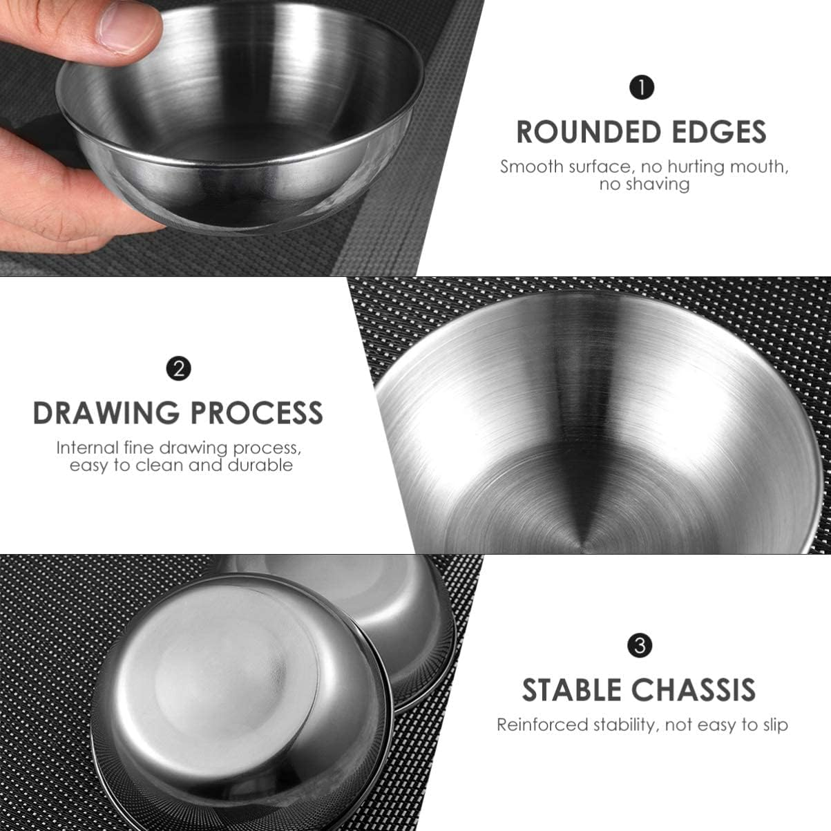 8 Pcs Stainless Steel Sauce Dishes,Dipping Bowl Dish Bowl, Salad Ketchup Dipping Bowl, Dipping Tray, Stainless Steel Butter Condiment, Mini Appetizer Tray for Home, Restaurant,