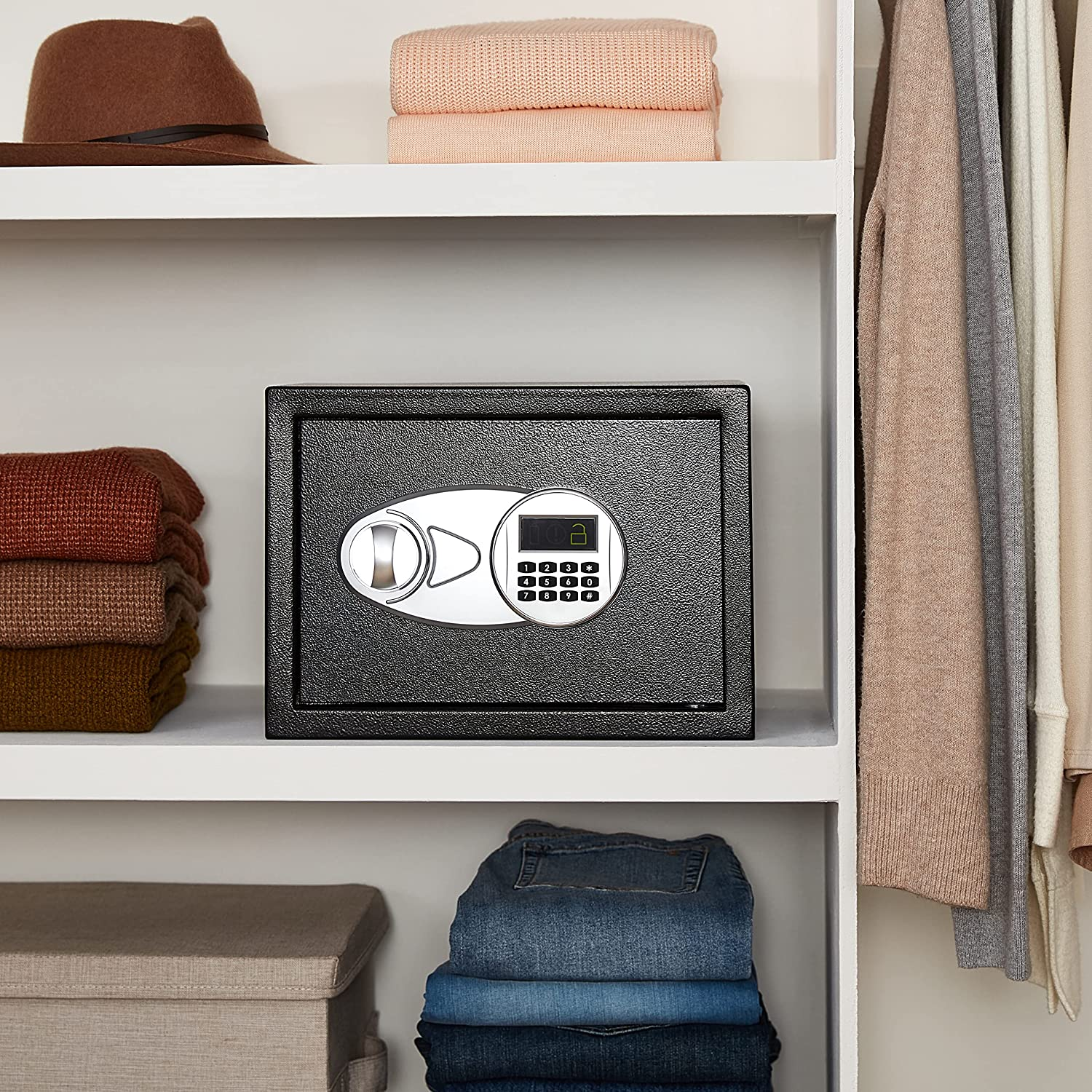 Amazon Basics Steel Security Safe and Lock Box with Electronic Keypad - Secure Cash, Jewelry, ID Documents, 14 Litres, 35Cm W X 35Cm D X 25Cm H, Black image number 5