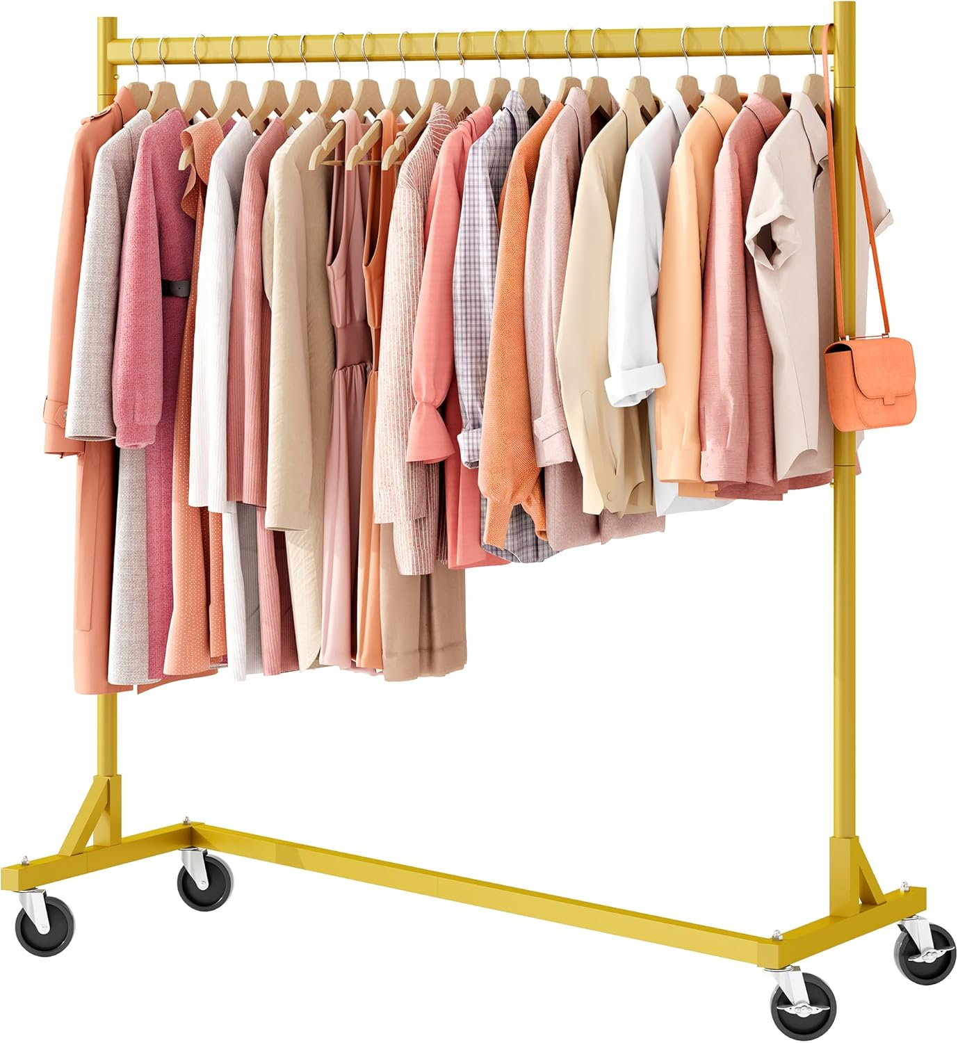 Hoctieon Z Rack Set of 2, Rolling Clothing Racks with Z-Base, Heavy Duty Garment Racks Set of 2, Clothes Rack on Wheels with Brakes, Clothes Organizer Rack, Black