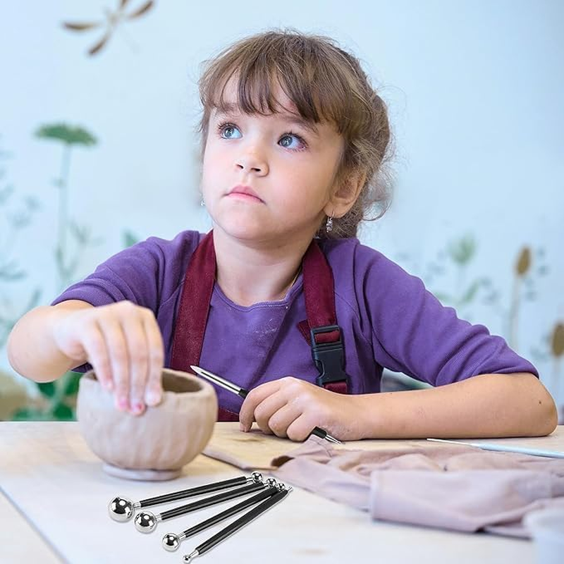 Double-Ended Sculpting Dotting Tools,9Pcs Ceramic Clay Ball Stylus Dot Painting Tools,Silicone Clay Sculpting Tool Double-Ended Rubber Tip Metal Ball Silicon Shaper Pens Modeling Stylus Dotting Tool image number 6