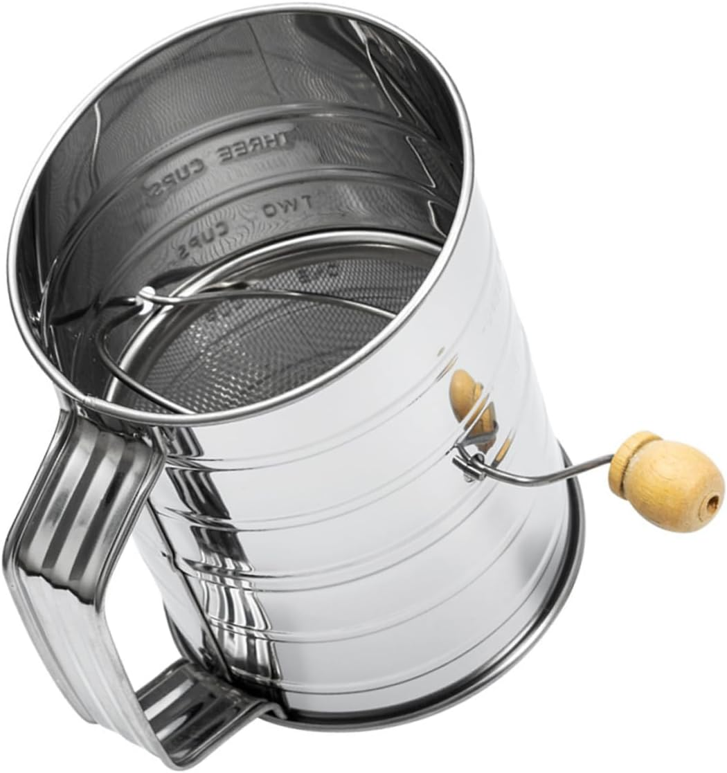 BRIGHTFUFU Hand-Operated Flour Sifter Sieve Fine Mesh Stainless Steel Flour Sifter for Baking image number 6