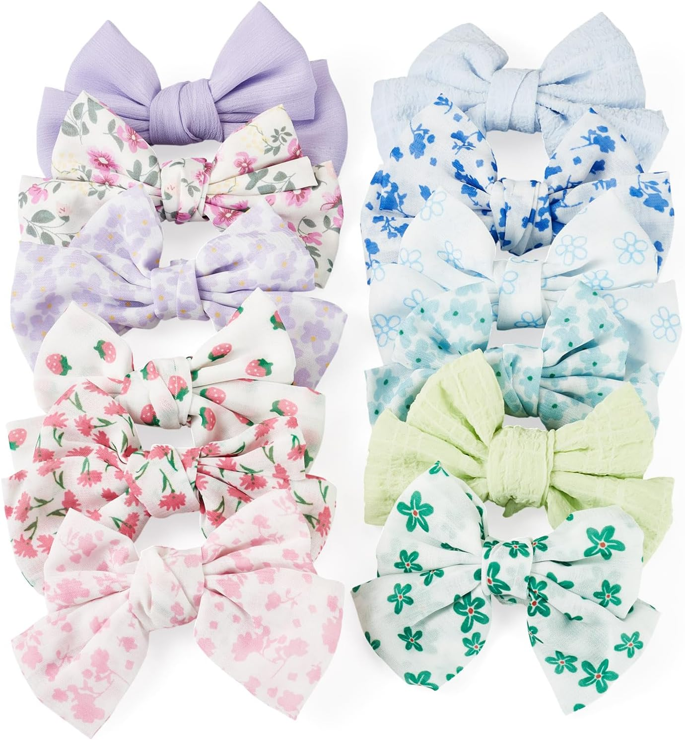 Cheriswelry 12Pcs Alligator Bow Barrettes 12 Colors Flower Strawberry Pattern Bowknot Barrettes Ribbon Bow Hair Clips for Women and Girls Decorative Accessory image number 6
