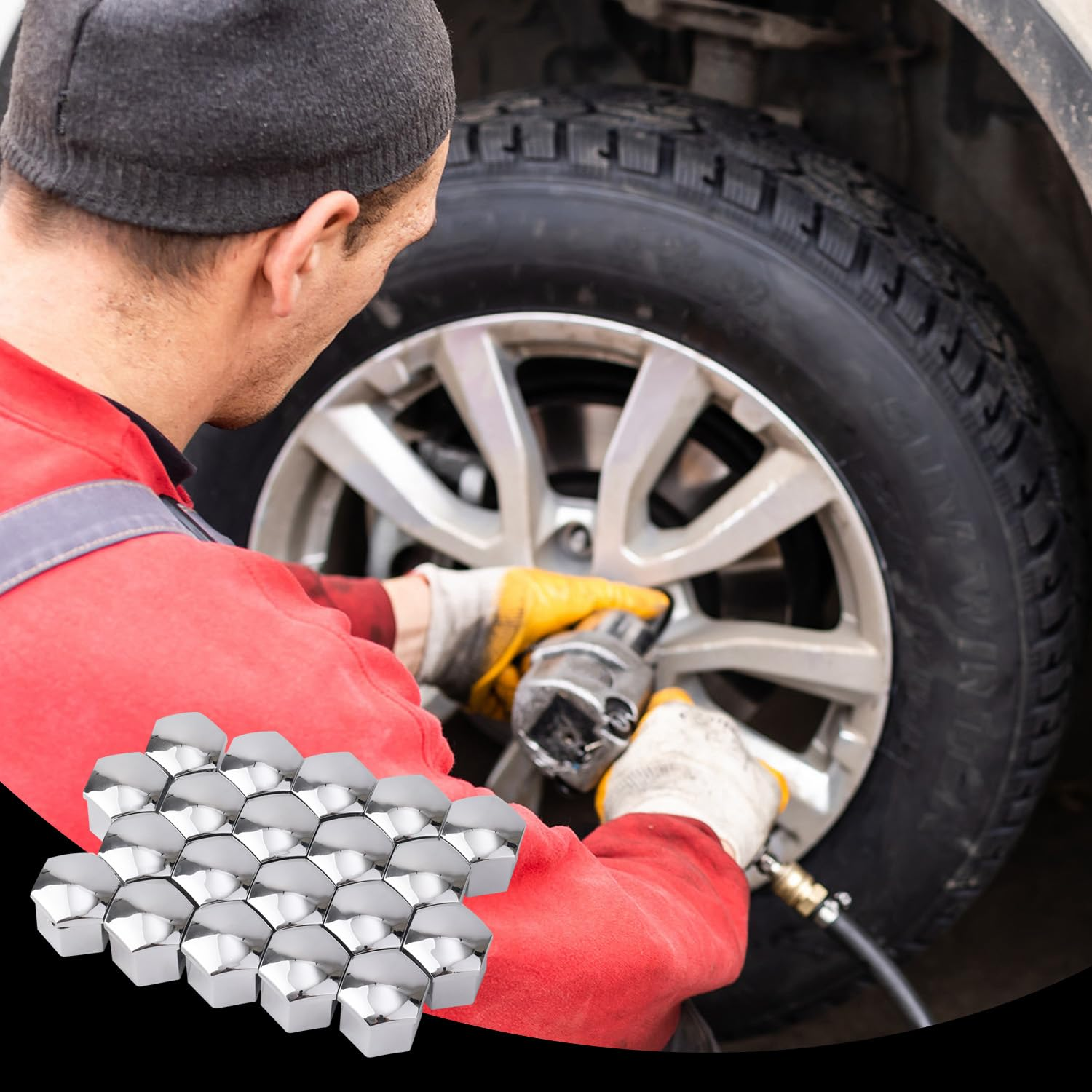 BOXOB 20Pcs Car Wheel Lug Nut Covers, 19Mm Hexagonal Nut Covers with Removal Tool Wheel Bolt Caps Automotive Exterior Accessories for Most Car (Silver) image number 3