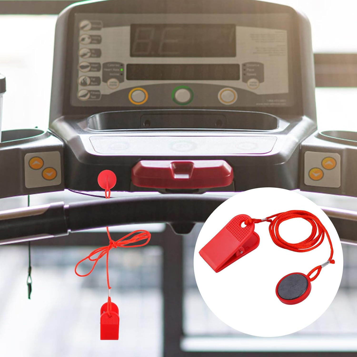 Gosknor 2Pcs Universal Treadmill Magnet Safety Key, Red, Round, 39 Inch, PVC & Magnet, Suitable for Most Treadmills image number 3