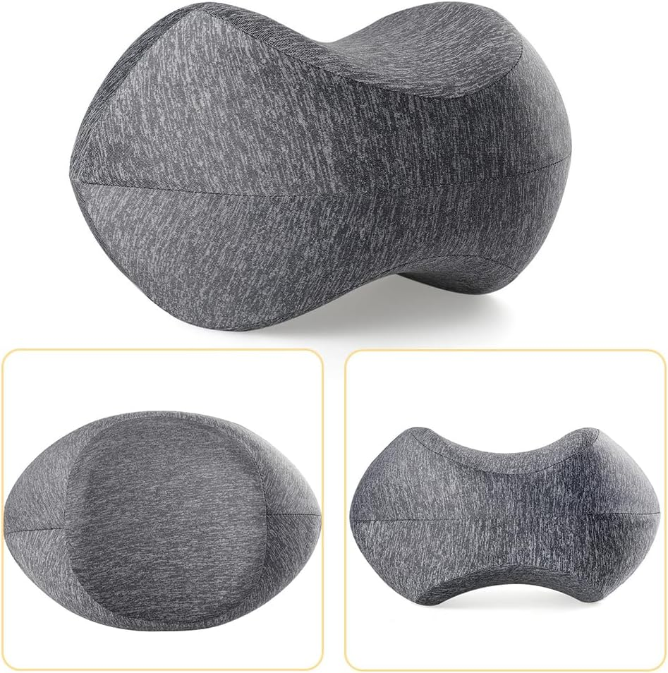 Knee Pillow Sleeping on Side, Memory Foam Contour Leg Pillow Cooling Bed Wedge Back Support Pillows, Pain Relief Lower Back Sciatica Hip Joints, Ergonomic Pregnancy Sleep Knee Cushion, Grey image number 1