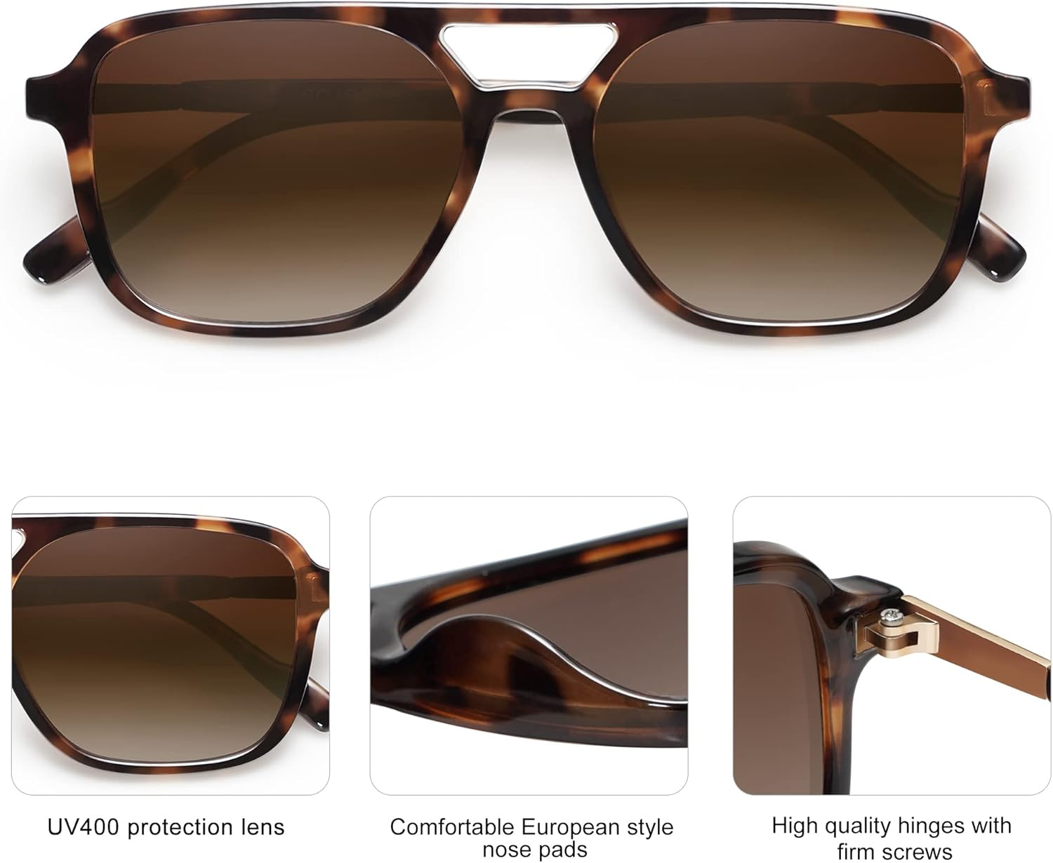 SOJOS Retro Aviator Sunglasses for Women Men, Trendy Rectangle Womens Mens Shades Sun Glasses SJ2202 - Black/Red image number 2