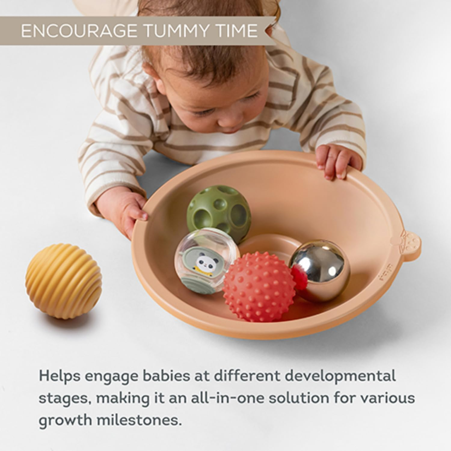 Taf Toys Tummy Time Play Tray with 5 Sensory Balls for Babies 3-6 Months - Interactive Baby Ball Toy - Enhances Motor Skills, Hand-Eye Coordination - Fun Toddler Ball Toys for Toddlers 1-3 image number 6