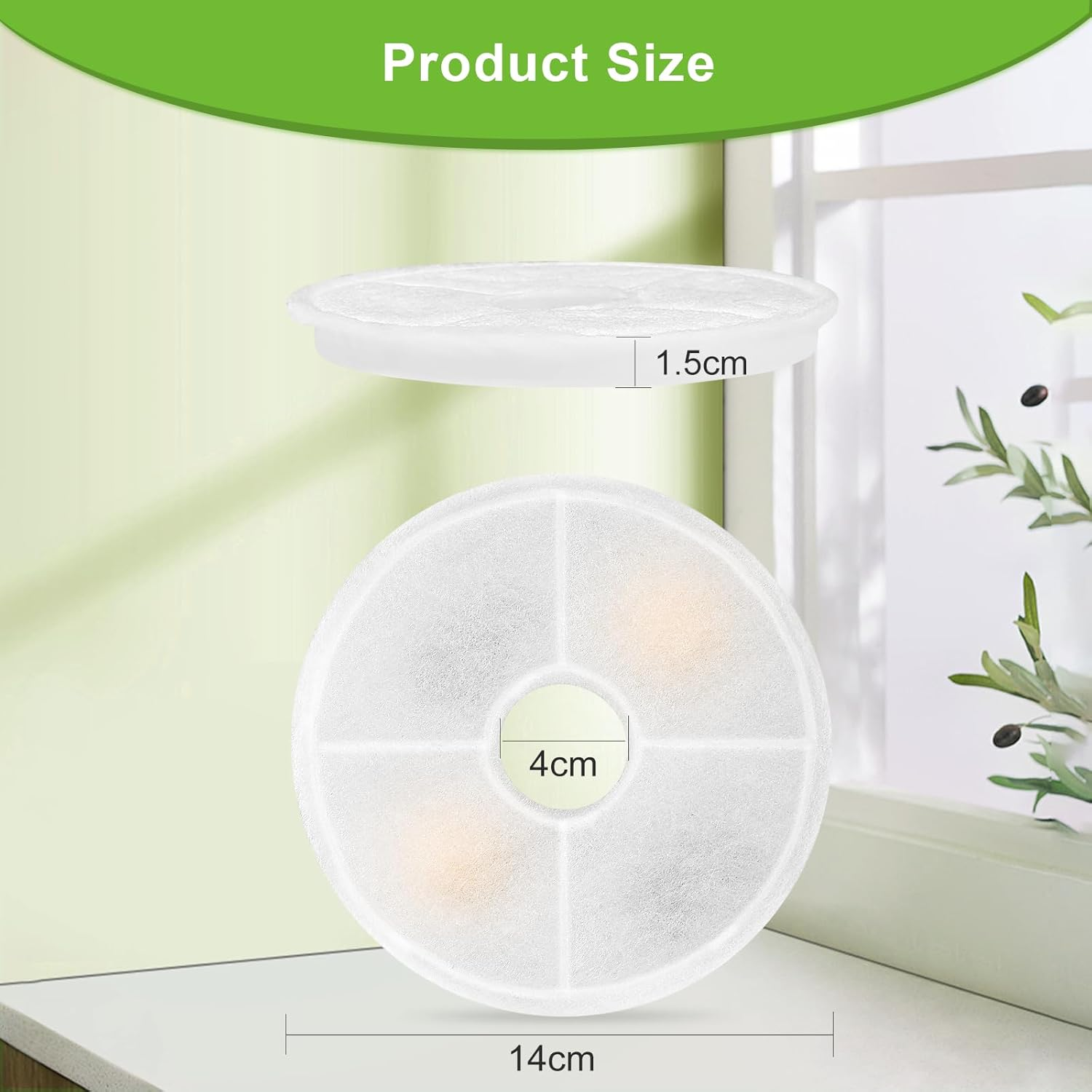 Pack of 8 Cat Fountain Filter, Replacement Filter for Cat Water Fountain Filter, Cat Fountain Filter and Activated Carbon Ion Exchange Resin for Cats and Dogs for 3 L Flower Drinking Fountain for Cats image number 2