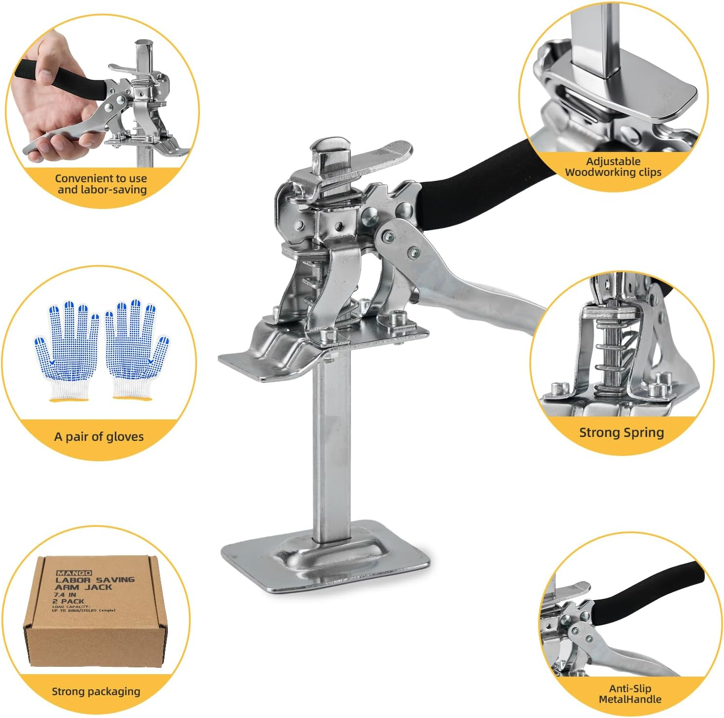 Labor-Saving Handle 2 Pack, 7.4 in Construction Jack, Wall Tile Locator, Multi-Function Height Adjustment Lifting Device, Door Panel Lifting Cabinet Jack, Dynamic Load 350 LB image number 6