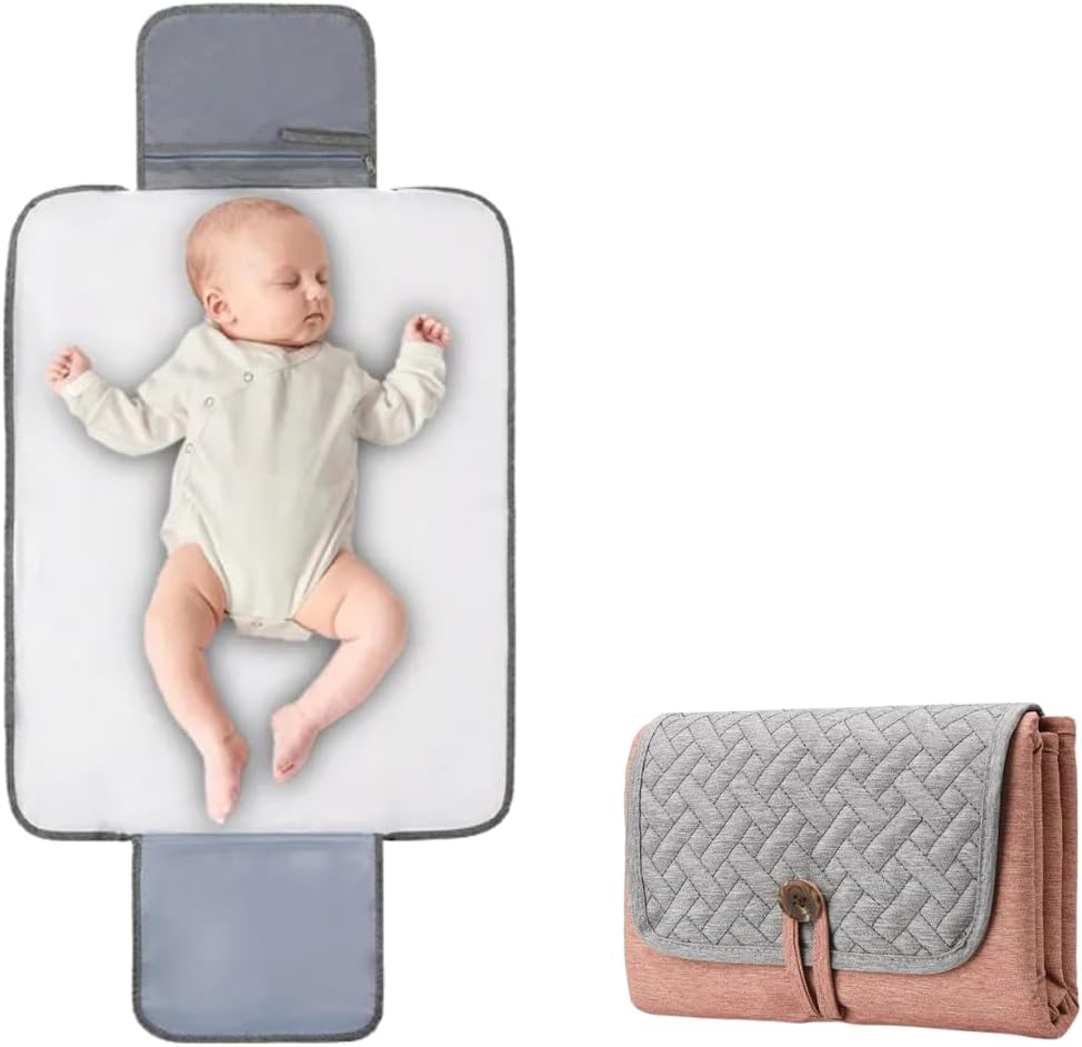Portable Diaper Changing Pad - Premium Quality, Soft Cushion, Waterproof Baby Change Mat, Nappy Changing Mat, Foldable Travel Friendly Baby Change Pad, Washable, Wipeable (Pink)