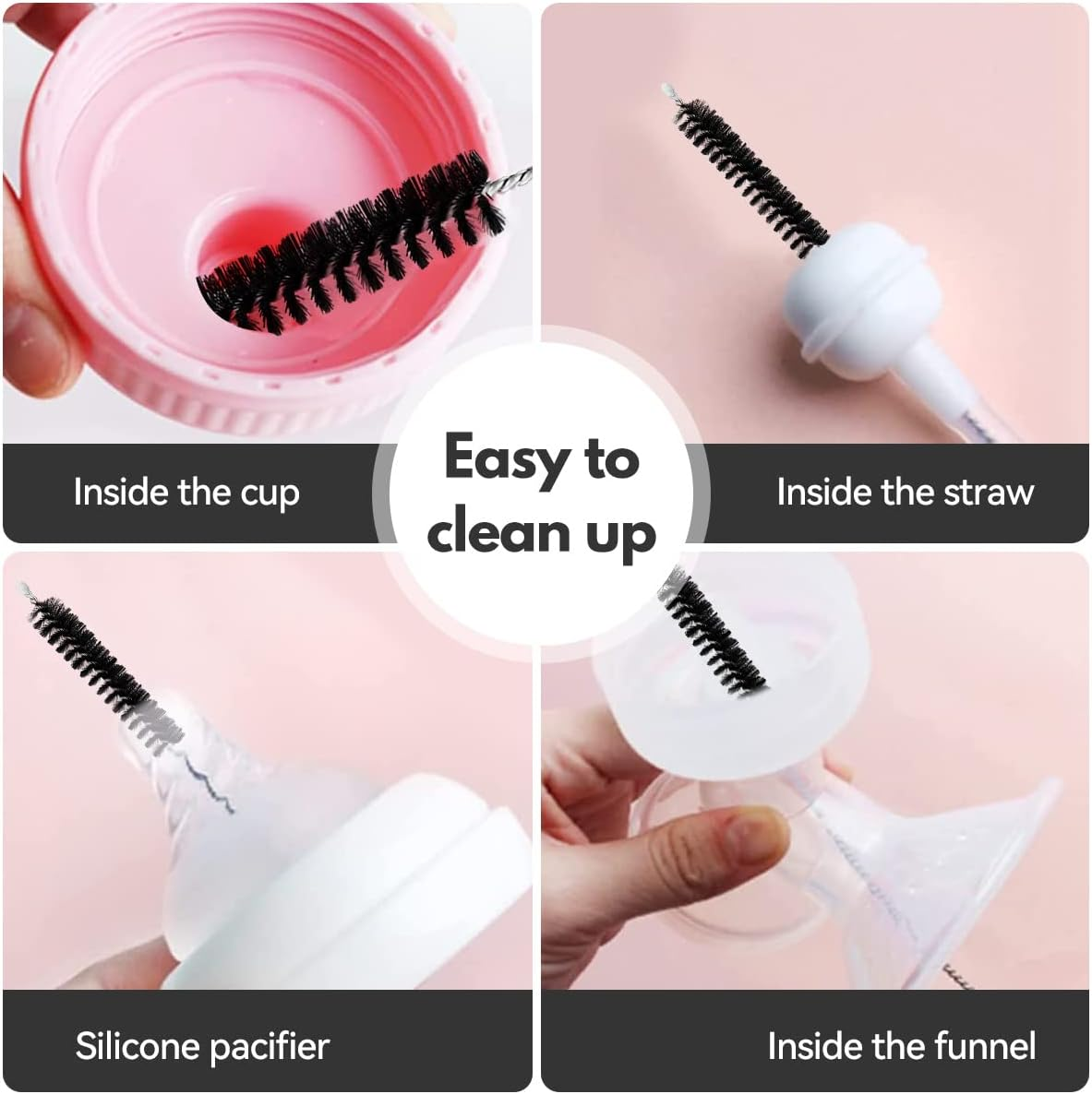 Proxima Direct 12 PCS Straw Cleaner Brush Set Bendable Straw Cleaning Brushes Kit Nylon Bristles Stainless Steel Handle to Clean Pipe Narrow Tube and Other Hard to Access Corners (Black) image number 4