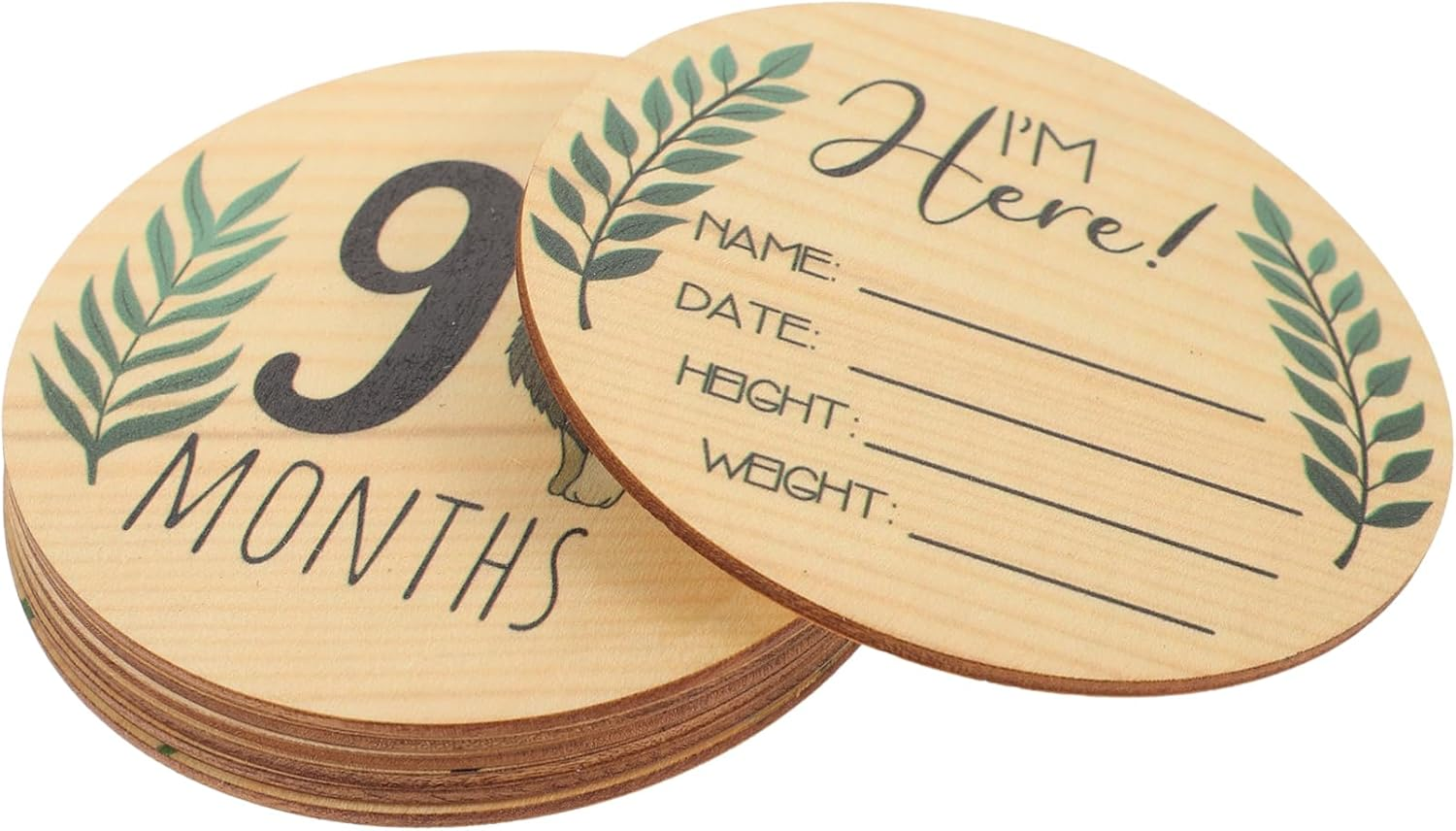 DECHOUS 7Pcs Monthly Milestone Cards Wooden Photo Props with Cartoon Animal Design Double Sided Birth Announcement Signs Lightweight for Newborn Photography and Shower Gifts image number 1