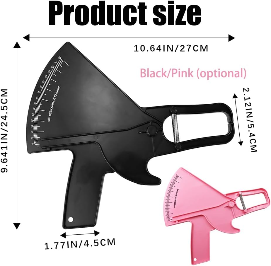 1Pcs Precision Skinfold Caliper, 0-80 Mm Professional Body Caliper, Measuring Body Fat Tester for BMI Fitness Weight Loss (Black) image number 1