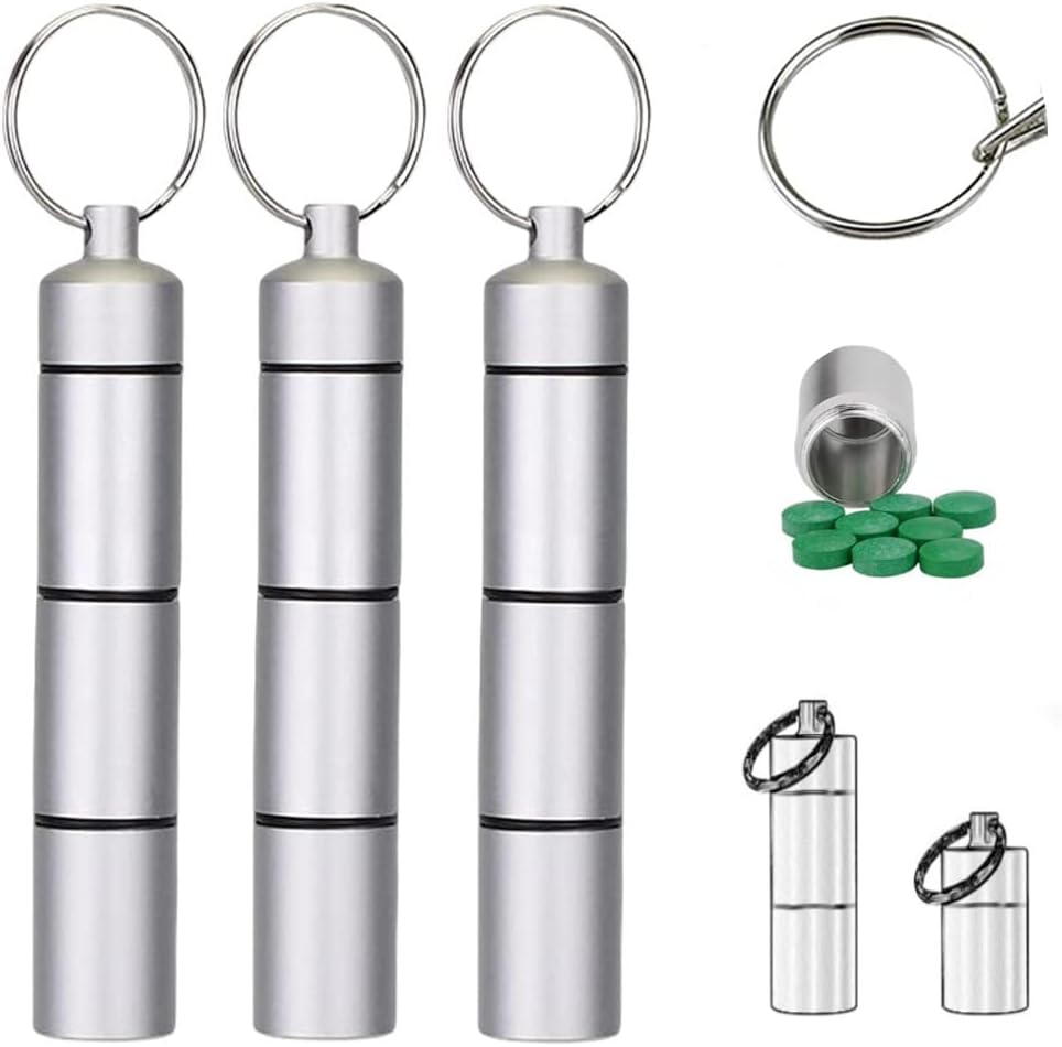 3PCS Portable Pill Case Keychain, 3 Compartment Aluminum Alloy BPA Free Waterproof Sealed Pill Boxes and Stackable Organizer Daily Pill Container for Outdoor Travel Camping image number 6