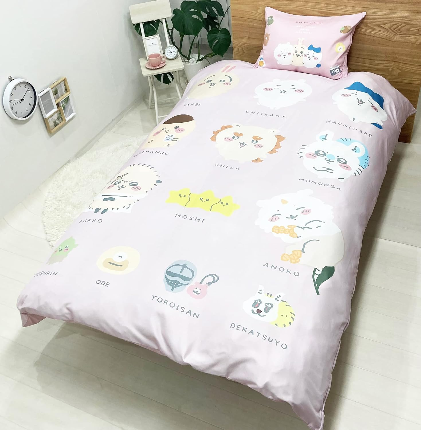 Moripilo 4621071 Morishita Duvet Cover Set, Chiikawa, 59.1 X 82.7 Inches (150 X 210 Cm), Single, Small and Cute Guy, Character Goods (Duvet Cover, Pillowcase), Pink image number 3