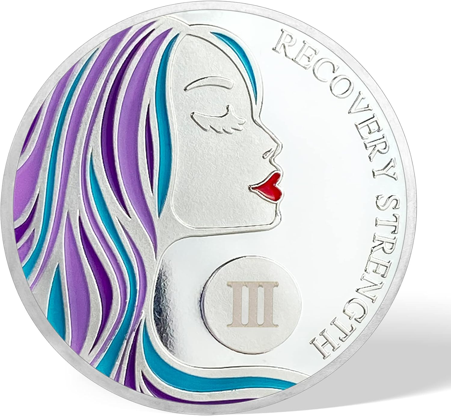 3 Year Sobriety Coin - Sober Woman - AA Medallion Chips Recovery Token for Woman image number 1