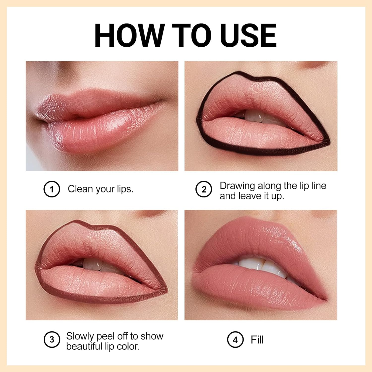 Erinde Peel off Lip Liner Stain, Long Lasting Lip Stain Peel Off, Women Waterproof Matte Lipstick, Transfer Proof Lip Tint Peel Off, Highly Pigmented Color Lipliner #002 Dark Brown image number 6