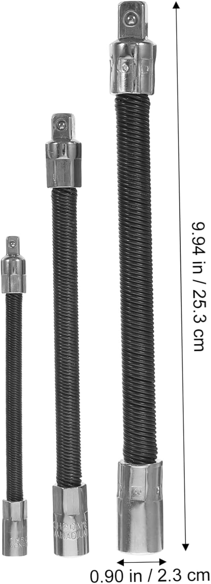IWOWHERO Industrial Flexible Socket Wrench Extension Bar Set 3 Pieces 1/4-3/8-1/2 Ratchet Extender Spring Soft Shaft for Mechanical Repair and Automotive Use image number 2