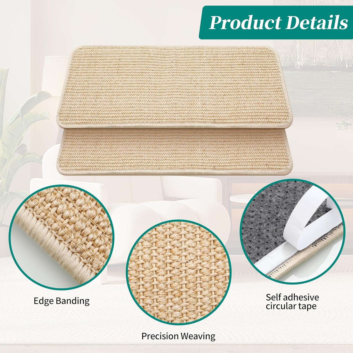 2-Piece Cat Scratching Mat Set, Robust and Durable, Cat Sisal Scratching Boards, 50 X 25 Cm, Cat Scratching Board, Protect Your Sofa, Furniture, Carpet and Walls from Scratches (Wood Colour) image number 1