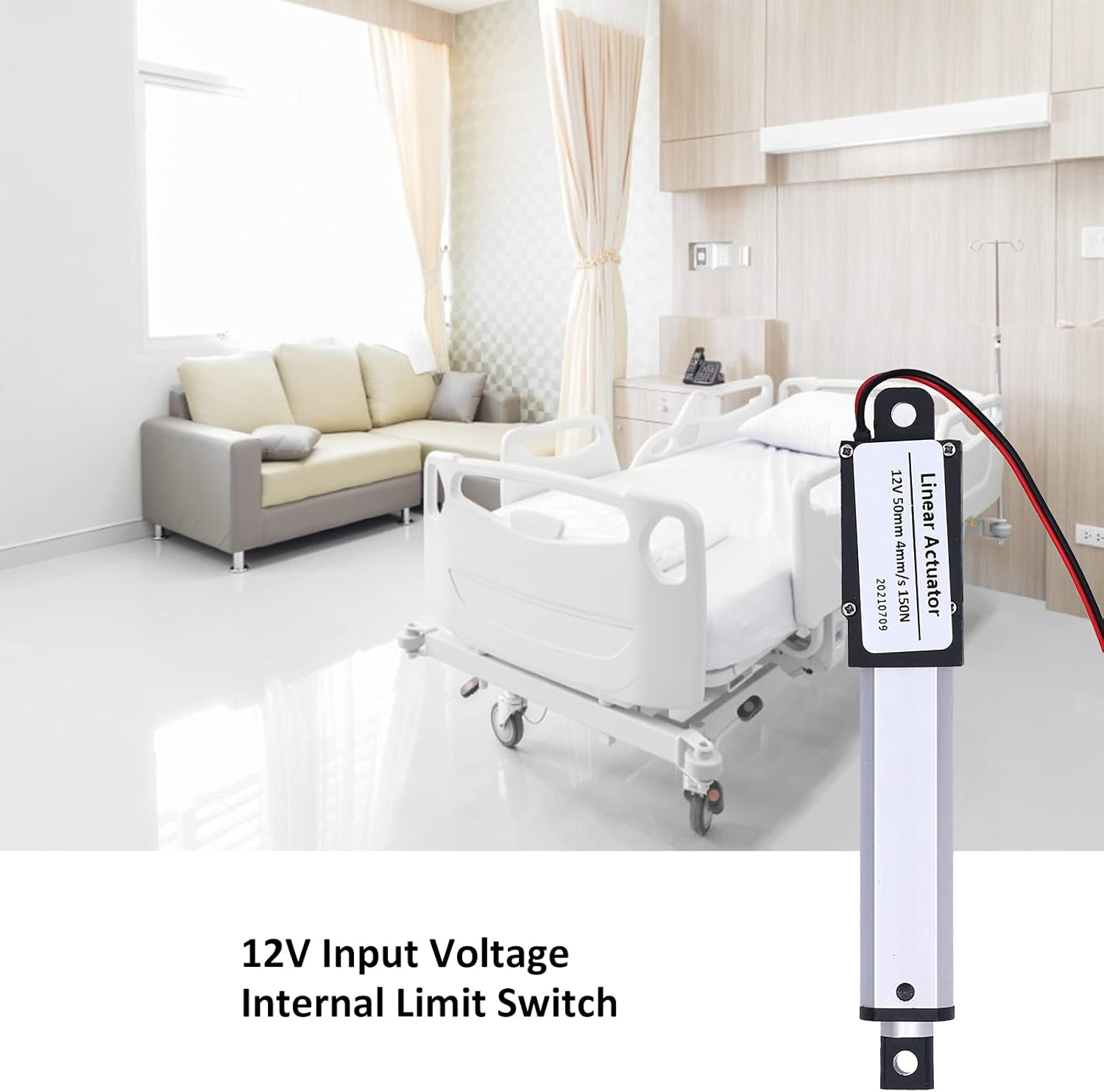 Nutriess High Speed Electric Linear Actuator 50Mm Stroke DC 12V Low Noise Internal Limit Switch Mini Motion for Automotive Industrial 30Mm/S 20N (Stroke 50Mm-4Mm/S-150N) image number 3