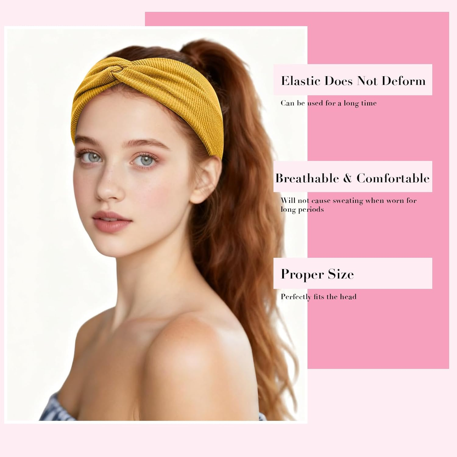 VEGCOO 8Pcs Wide Headbands for Women Large Turban Headband Soft Non Slip Boho Fashion Knotted Hair Bands Hair Accessories for Women image number 6