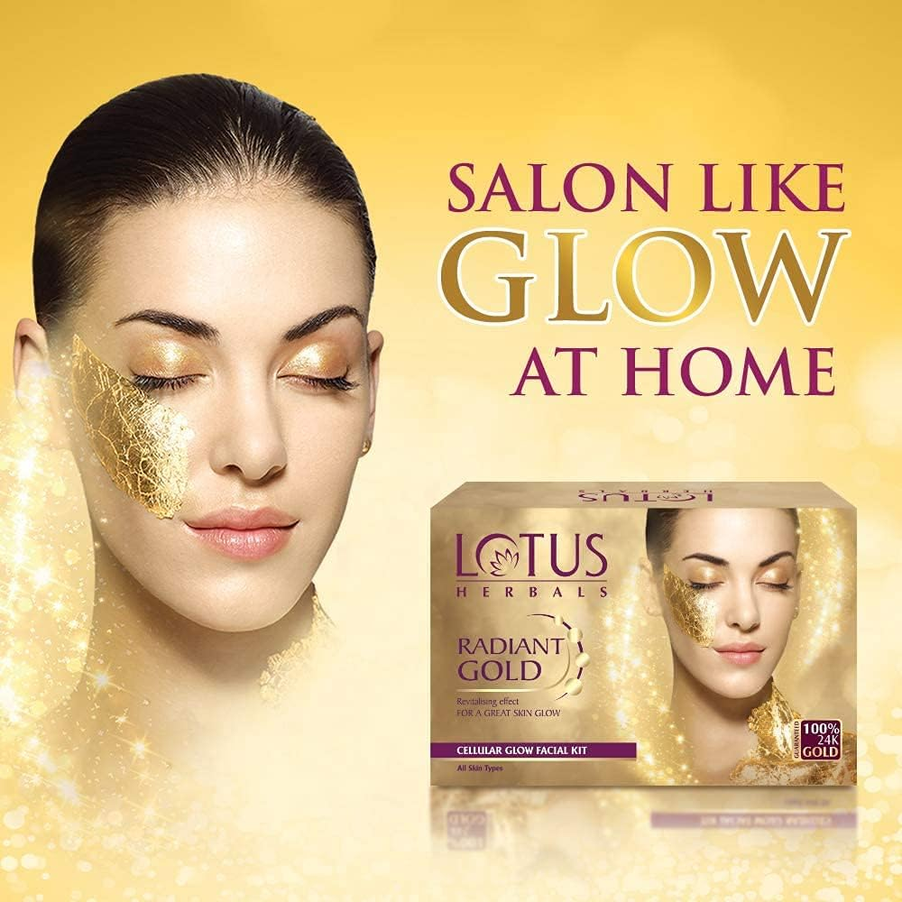 Lotus Herbals Radiant Gold Cellular Glow Facial Kit 37 G(Set of 4) image number 5
