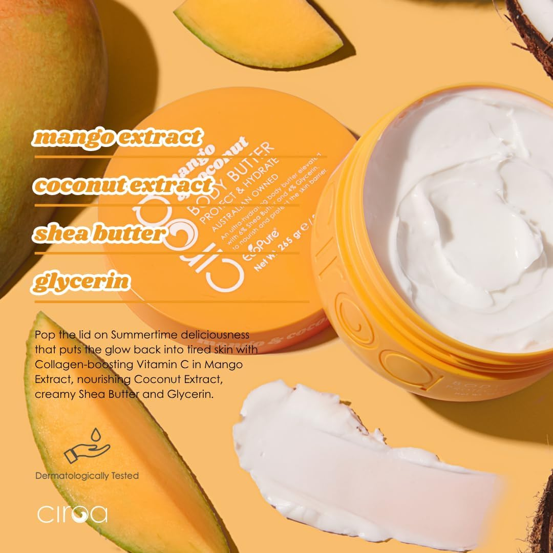 Mango & Coconut Body Butter 265G | with Shea Butter & Glycerin | Deeply Nourishes Dry Skin | Leaves Skin Silky Smooth | Vegan image number 4