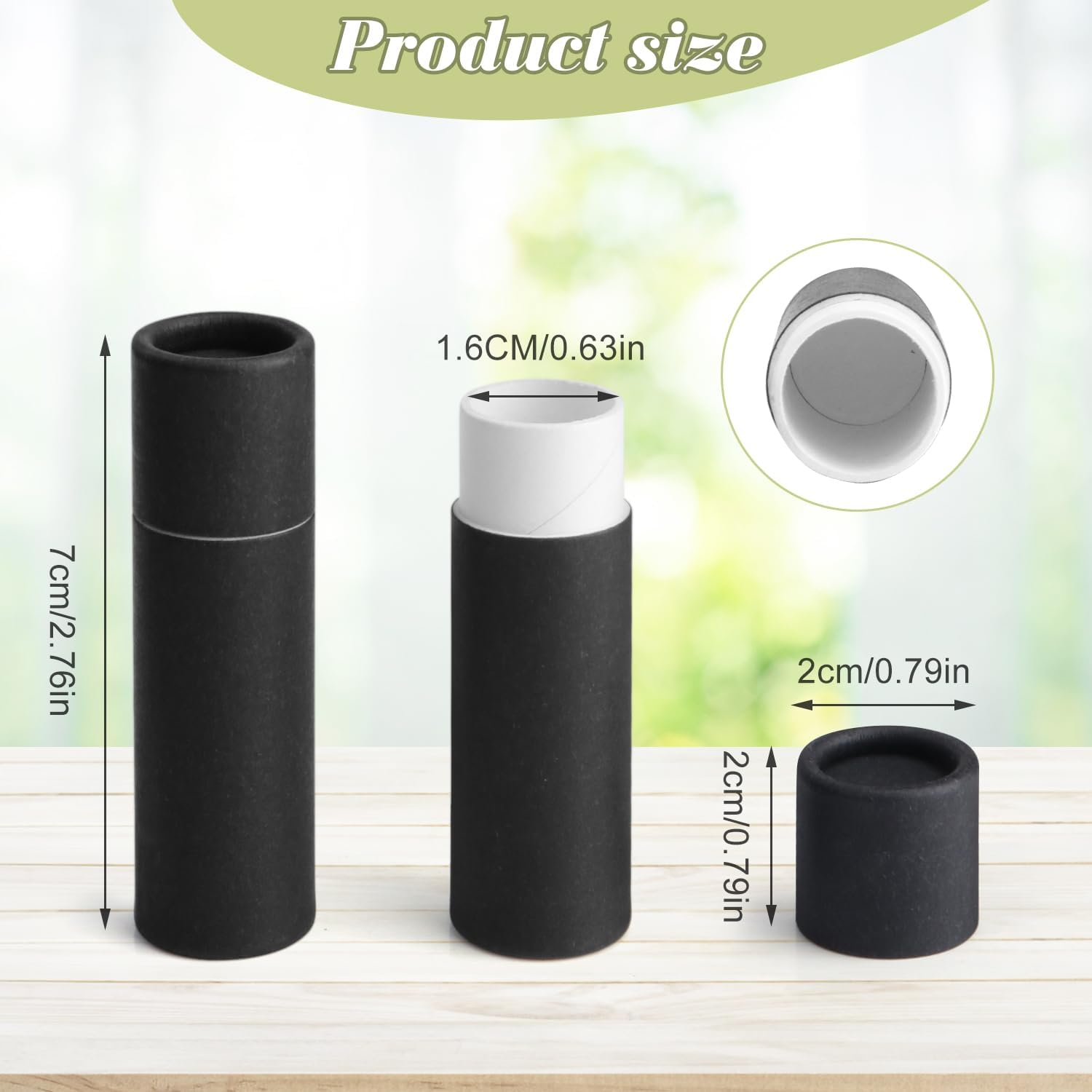 20Pcs 7G Paperboard Lip Balm Tubes Lipstick Containers round Refillable Kraft Containers for Solid Ointment Deodorant Sample Vial DIY Cosmetic Storage,Push-Up Style,Black image number 4
