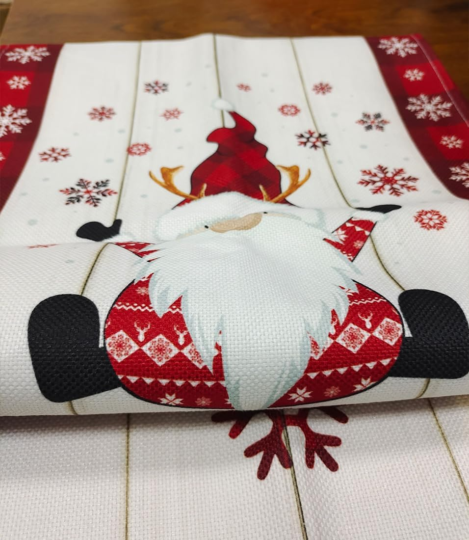 Christmas Table Runner, Santa Table Runners,Linen Christmas Table Cover Dining Table Wrinkle-Free Decoration for Indoor Outdoor Home Party D&eacute;cor (33X178 Cm)