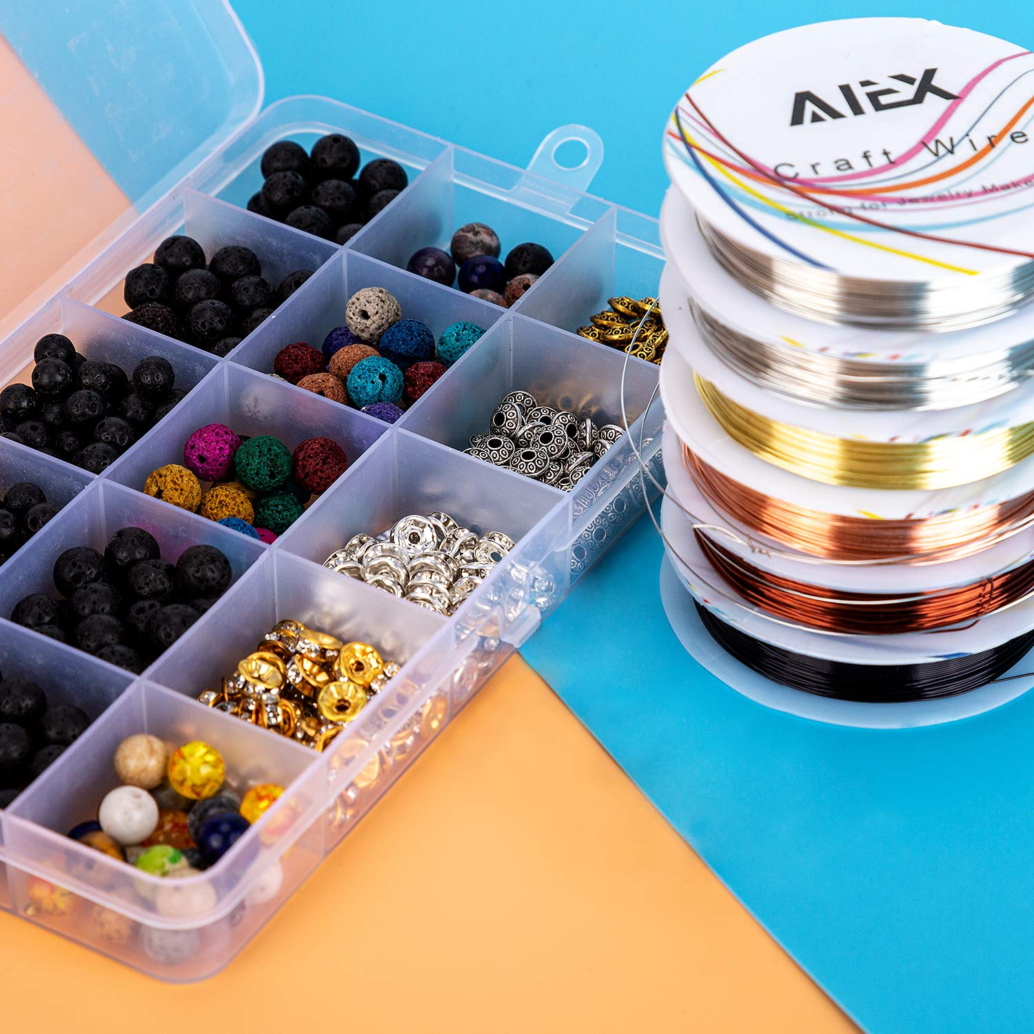 AIEX 6 Rolls 26 Gauge Tarnish Resistant Bare Copper Jewelry Wire for Crafts Beading Jewelry Making Supplies image number 1