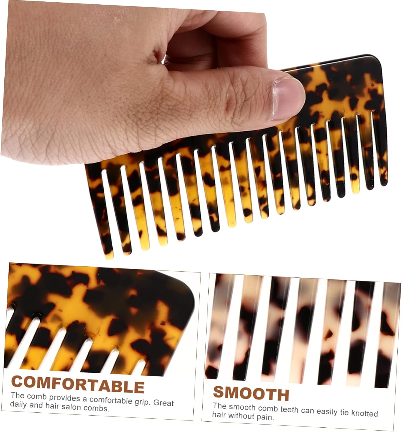 Mikinona 2Pcs Acetate Hair Combs Wide Tooth Hair Brush Detangler for Wet Dry Styling image number 6