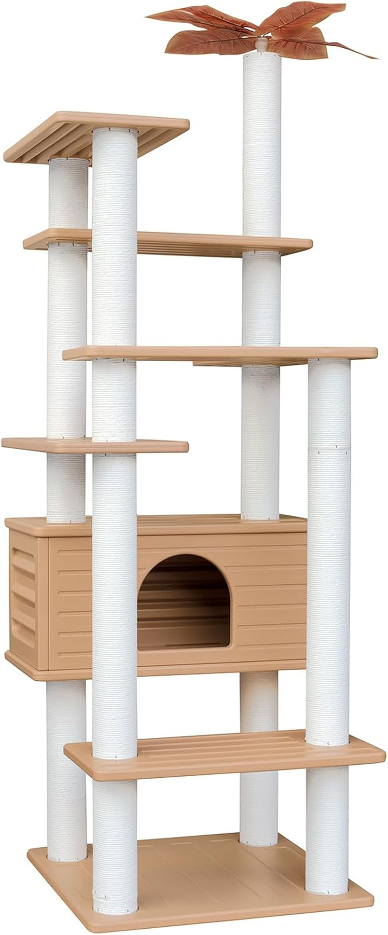 MAOHEGOU 68.9 Inches Tall Outdoor Weatherproof Cat Tower, Multi-Level Cat Tree, Large Cat Condo with PVC Board and Cat Scratching Posts, for outside and Indoor Cat Houses image number 4