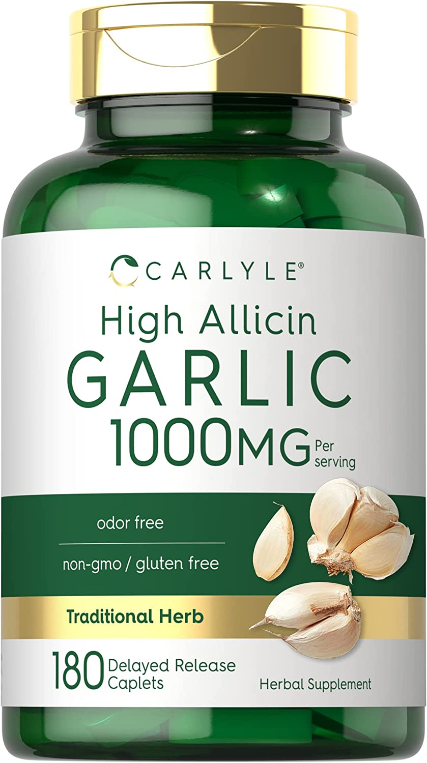 High Allicin Garlic Supplement 500Mg | 180 Caplets | Odorless Garlic Pills | Vegetarian, Non-Gmo, Gluten Free | by Carlyle image number 5