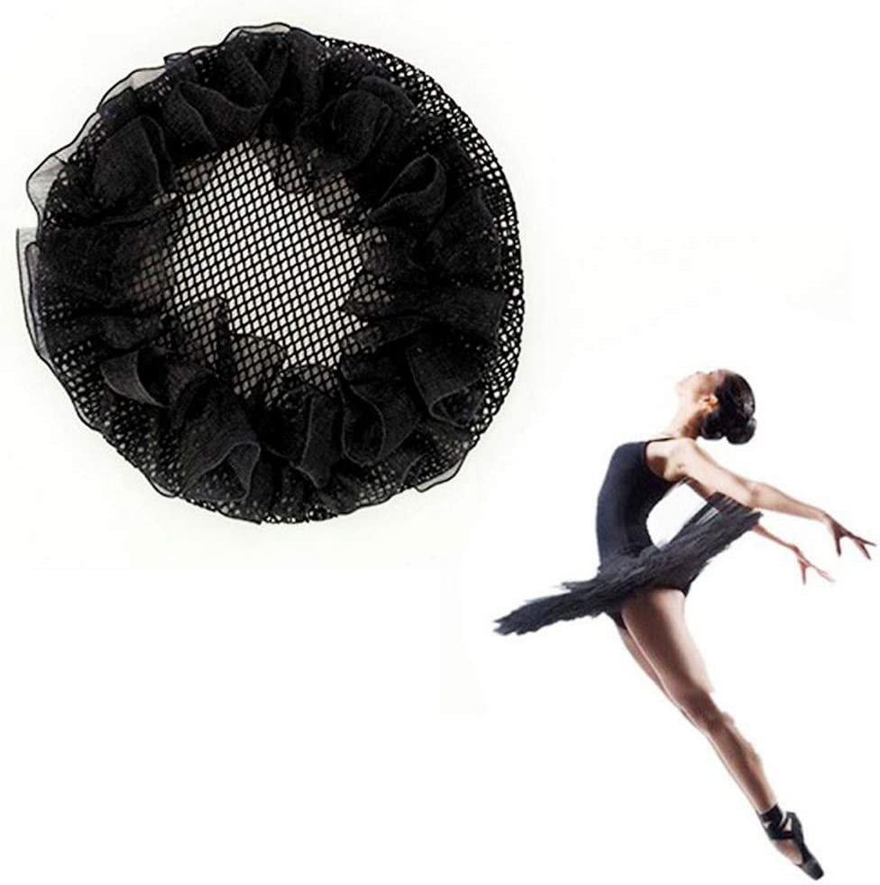 8Pcs Reusable Bun Hair Nets Elastic Flower Edge Hairnet for Ballet Bun Cover Dance Skating Gymnastics Performance Dancers Hair Accessories, Black image number 2